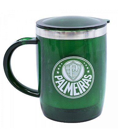 Caneca Térmica Com Tampa Palmeiras Verde 450ml