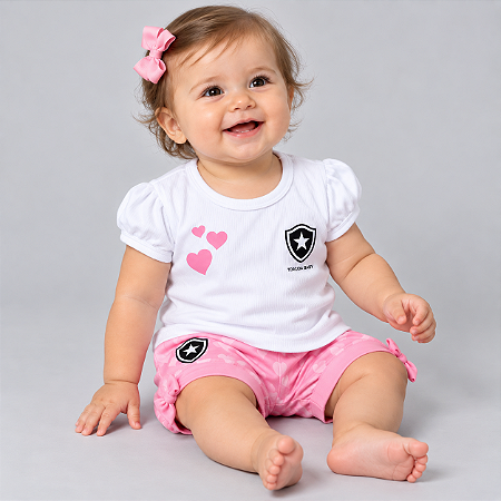 Conjunto Bebê Botafogo Rosa - Torcida Baby