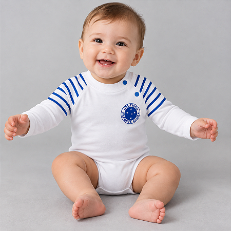 Body Cruzeiro Manga Longa 100% Algodão Oficial