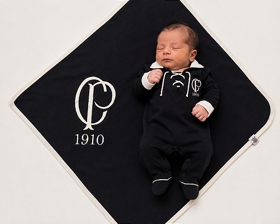 Kit Maternidade Corinthians Retrô Preto Com Manta Oficial