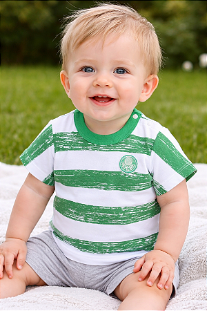 Camiseta Bebê Palmeiras Listras Meninos Oficial