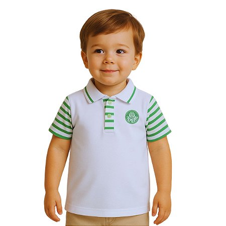 Camisa Infantil Palmeiras Polo Branca Oficial