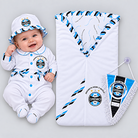 Kit Bebê Grêmio Saída Maternidade Meninas Com Saco de Dormir