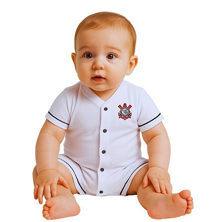Macacão Bebê Corinthians Unissex Curto Oficial