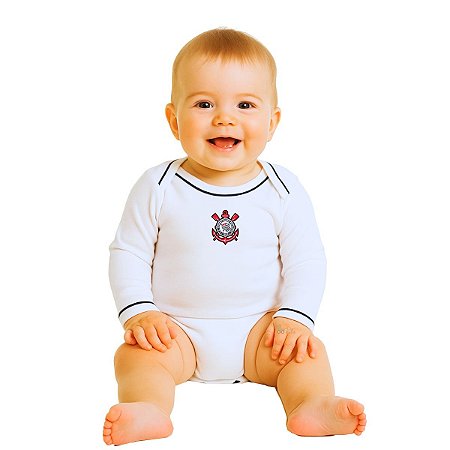 Body Corinthians Manga Longa Branco Oficial