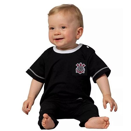 Camiseta Corinthians Bebê Preta Oficial