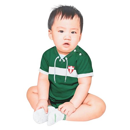 Body Bebê Palmeiras Retrô Manga Curta Oficial