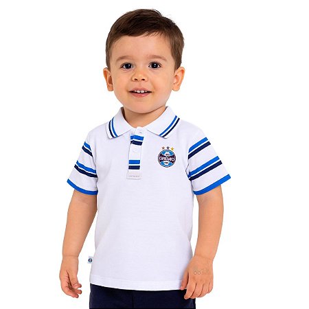 Camisa Polo Infantil Grêmio Branca Oficial