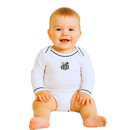 Body Santos Manga Longa Branco Unissex Oficial