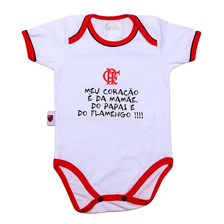 Body Flamengo Com Frase "Meu Coração é da Mamãe do Papai"