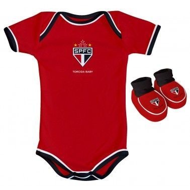 Body e Pantufa São Paulo Vermelho Torcida Baby