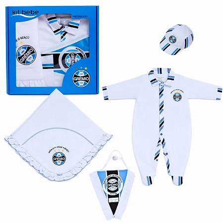 Kit Bebê Grêmio Saída de Maternidade Macacão Manta e Boné