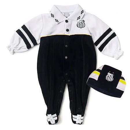 Macacão Bebê Santos Longo Plush Com Gorro Oficial