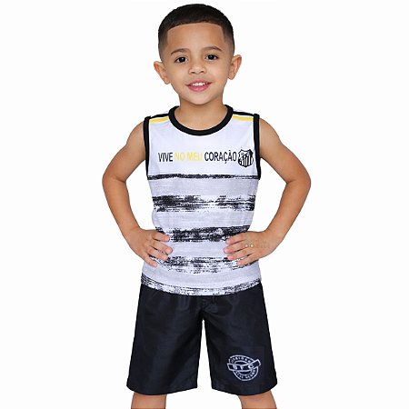 Conjunto Uniforme Infantil Santos Regata Listrado Oficial
