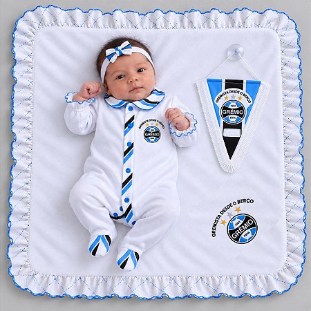 Kit Bebê Grêmio Saída Maternidade com Manta e Tiara Oficial