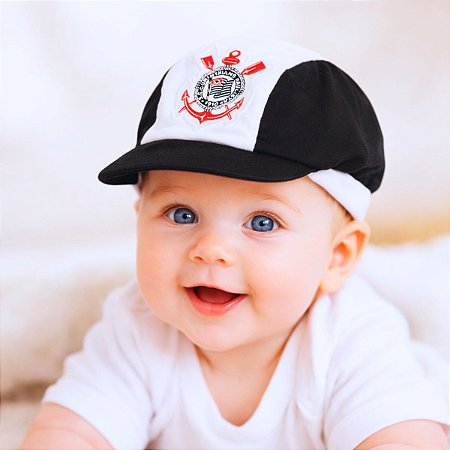 Bonézinho Para Bebê Do Corinthians Preto e Branco Oficial