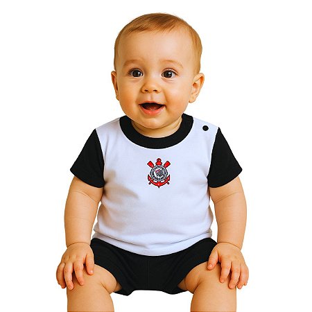 Camiseta Corinthians Bebê Bicolor Oficial