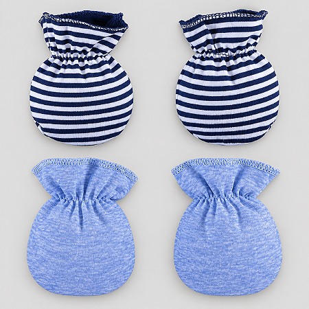 Kit 2 Pares Luva Bebê Azul Bebê Listrado Zip