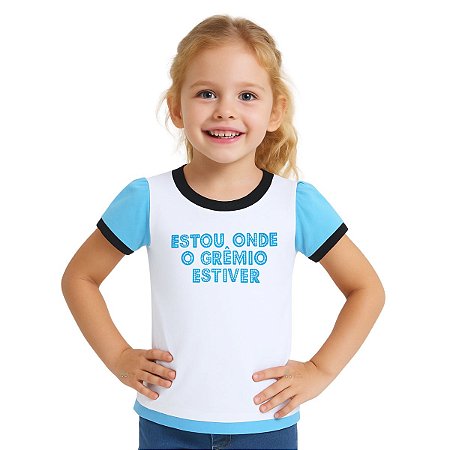 Camisa Infantil Grêmio Camiseta Baby Look Glitter Oficial