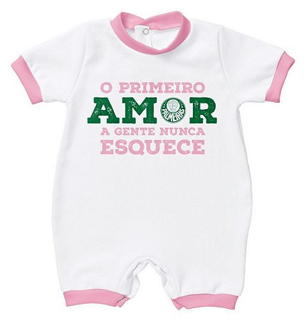 Macacão Bebê Palmeiras Primeiro Amor Rosa - Torcida Baby