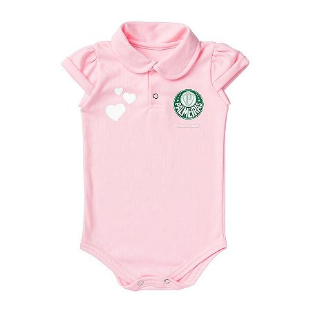 Body Palmeiras Polo Rosa Torcida Baby