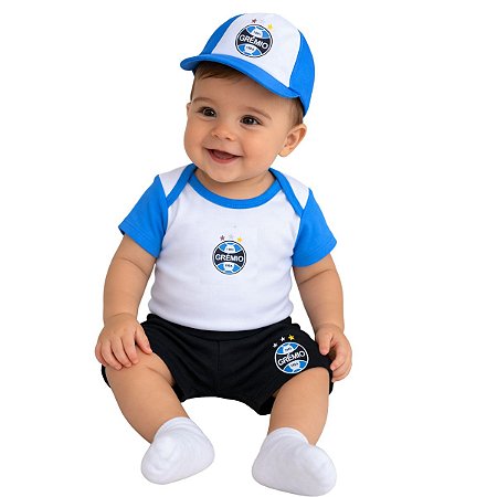 Kit Conjunto Grêmio Body Shorts e Boné Oficial