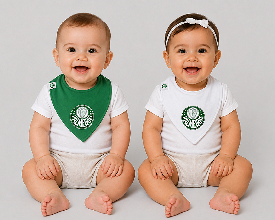 Kit Babador Bandana Palmeiras Verde e Branco Oficial