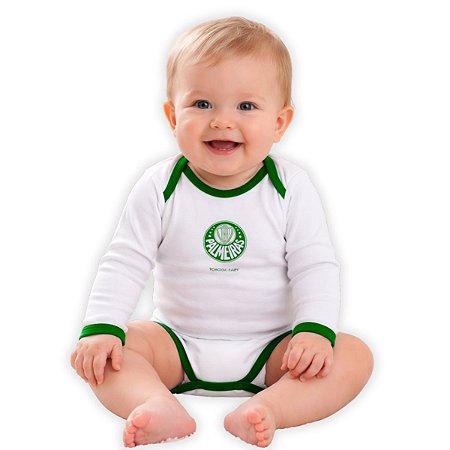 Body Palmeiras Longo Branco Torcida Baby Oficial