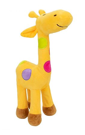 Pelúcia Girafa Amarela Com Pintas Coloridas 34 cm