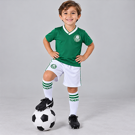 Conjunto Infantil Juvenil Palmeiras Uniforme Dry Oficial