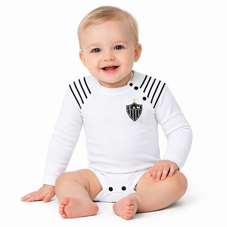 Body Atlético MG Manga Longa 100% Algodão