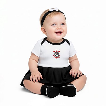 Kit Bebê Conjunto Corinthians 3 Peças Menina Torcida Baby