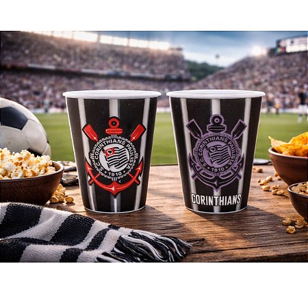 Jogo com 2 Copos De Plástico 3D Corinthians 400ml