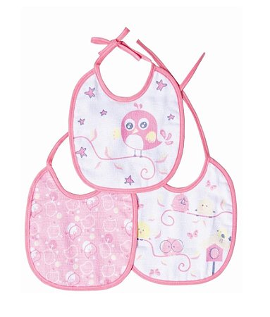 Kit Babador Felpudo Com 3 Pçs Rosa Estampado - Papi