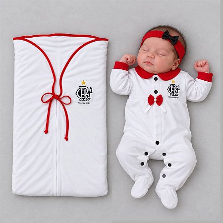 Kit Maternidade Flamengo Meninas Branco - Torcida Baby