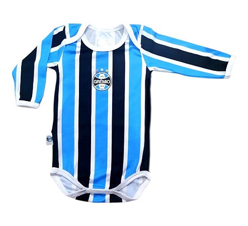 Body Bebê Grêmio Campo Listrado Longo Oficial
