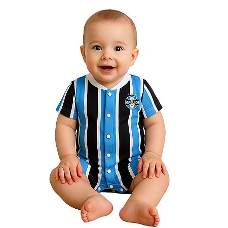 Macacão Bebê Grêmio Curto Uniforme Jogo Oficial