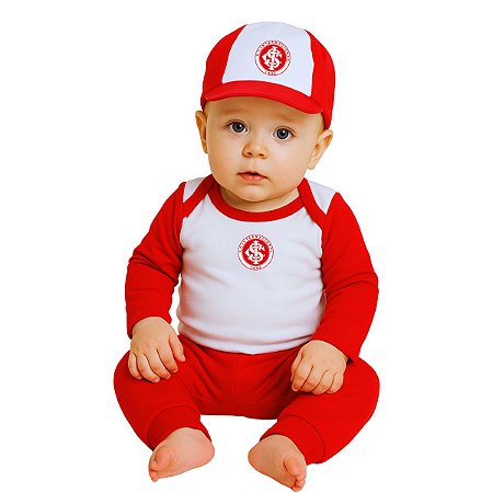 Kit Conjunto Bebê Internacional Body Calça e Boné Oficial