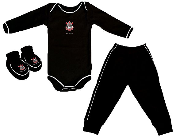 Kit Bebê Corinthians 3 Peças Longo - Torcida Baby