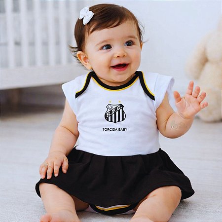 Body Vestido Santos Bebê Infantil Oficial Torcida Baby