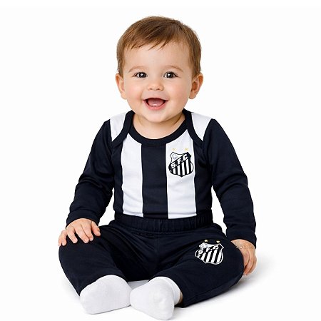 Uniforme Bebê Santos Conjunto Com Body e Calça Oficial