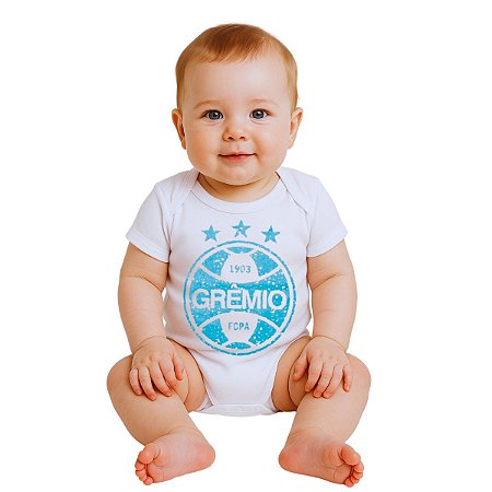 Body Bebê Grêmio Branco Escudo Oficial