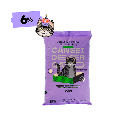 Areia higiênica biodegradável para gatos 10kg grãos médios