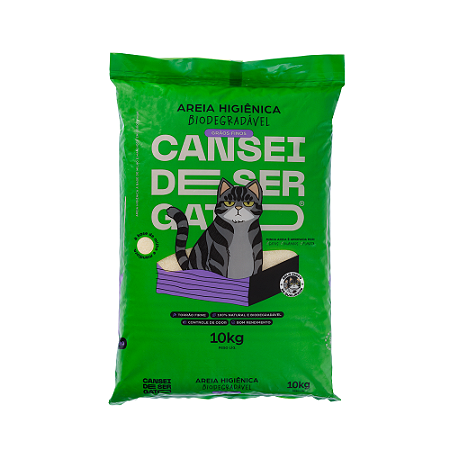 Areia higiênica biodegradável para gatos 10kg grãos finos