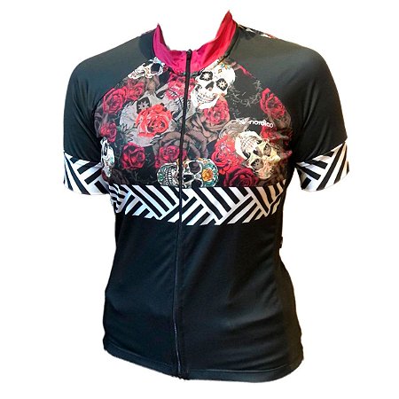 camisa ciclismo feminino nordico caveira old school ref 1376 c1