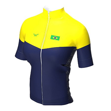 Camisa feminina ciclismo Brasil Amarelo e Azul 1472