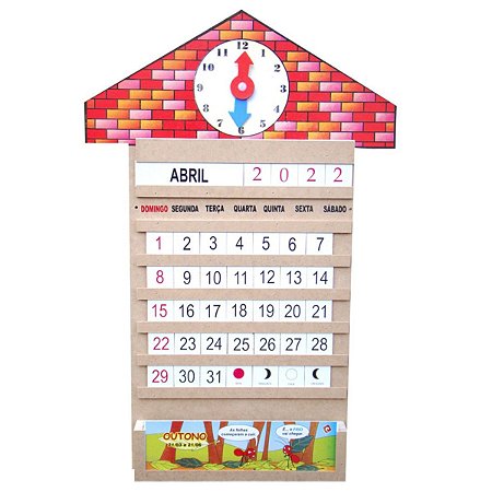 Calendário Relógio Brinquedo Educativo Pedagógico Carlu