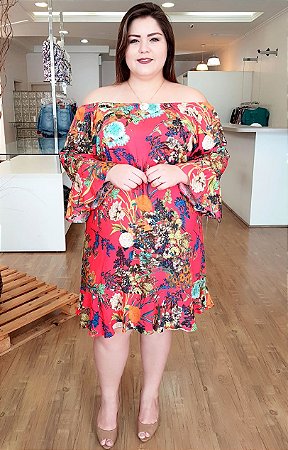 vestido estampado plus size