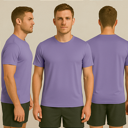 Camiseta Manga Curta Lisa Sport Dry Lilás