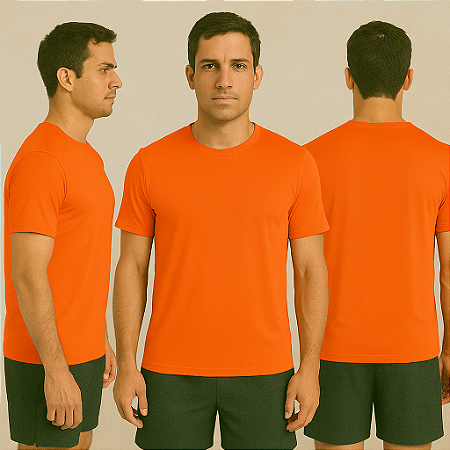 Camiseta Manga Curta Lisa Sport Dry Laranja